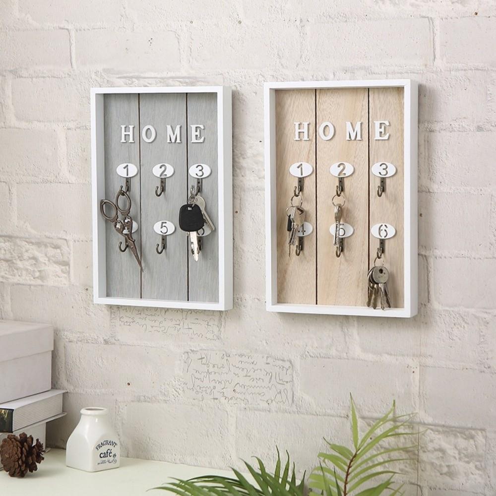 Wall Mount Wooden Key Holder Rustic Cabinet Key Rack Modern Key Storage Shelves  Entryway
