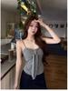 Sweet & Spicy V-Neck Pleated Camisole with Bow Tie Straps and Chest Pads - Slim-Fit Sleeveless Spring/Summer Top for Women