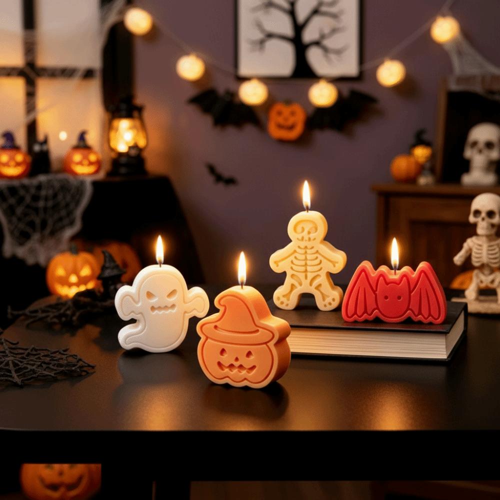 Ghost/Skull/Bat/Pumpkin Shaped Halloween Candle Mold Halloween Silicone Mold Making Supplies