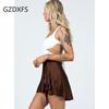 Solid Color Skirt High Waist Fashion One Piece Lace Up Short Skirt Chiffon SATIN Wrap Skirt