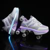 Roller Shoes with Wheels: Parent-Child Transformable Skating Shoes for Men, Women, and Children with Inline Skating and Night Glow Features.