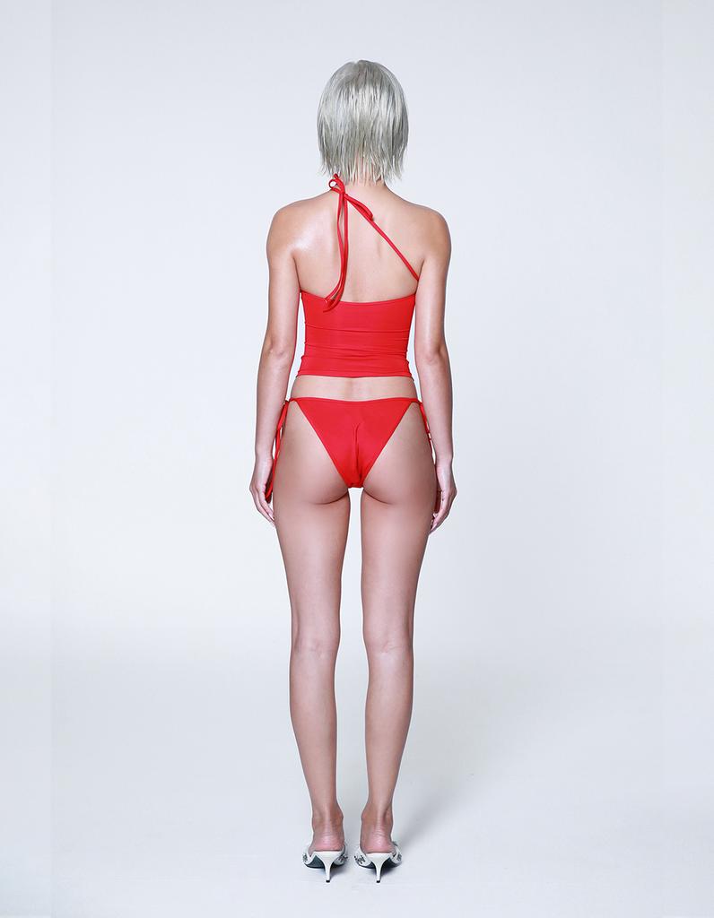 Amun Natty One-Shoulder Tank Bikini - Rich Red