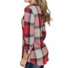 Women Vintage V-neck Loose Tops Long Sleeve Stylish T-shirt With Plaid Casual Design