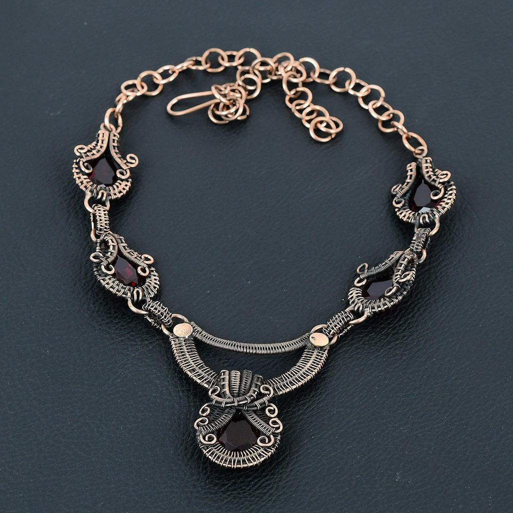 Citrine  Gemstone Handmade Pure Copper Wire Wrap Jewelry Necklace For Love