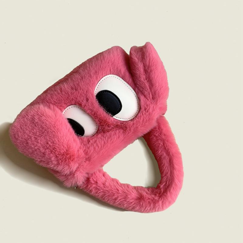 Women Totes Casual Pretty Big Eye Dog Furry Winter New Large Capacity Bucket Bags Big Messenger Bag Girls Shoulder Bag