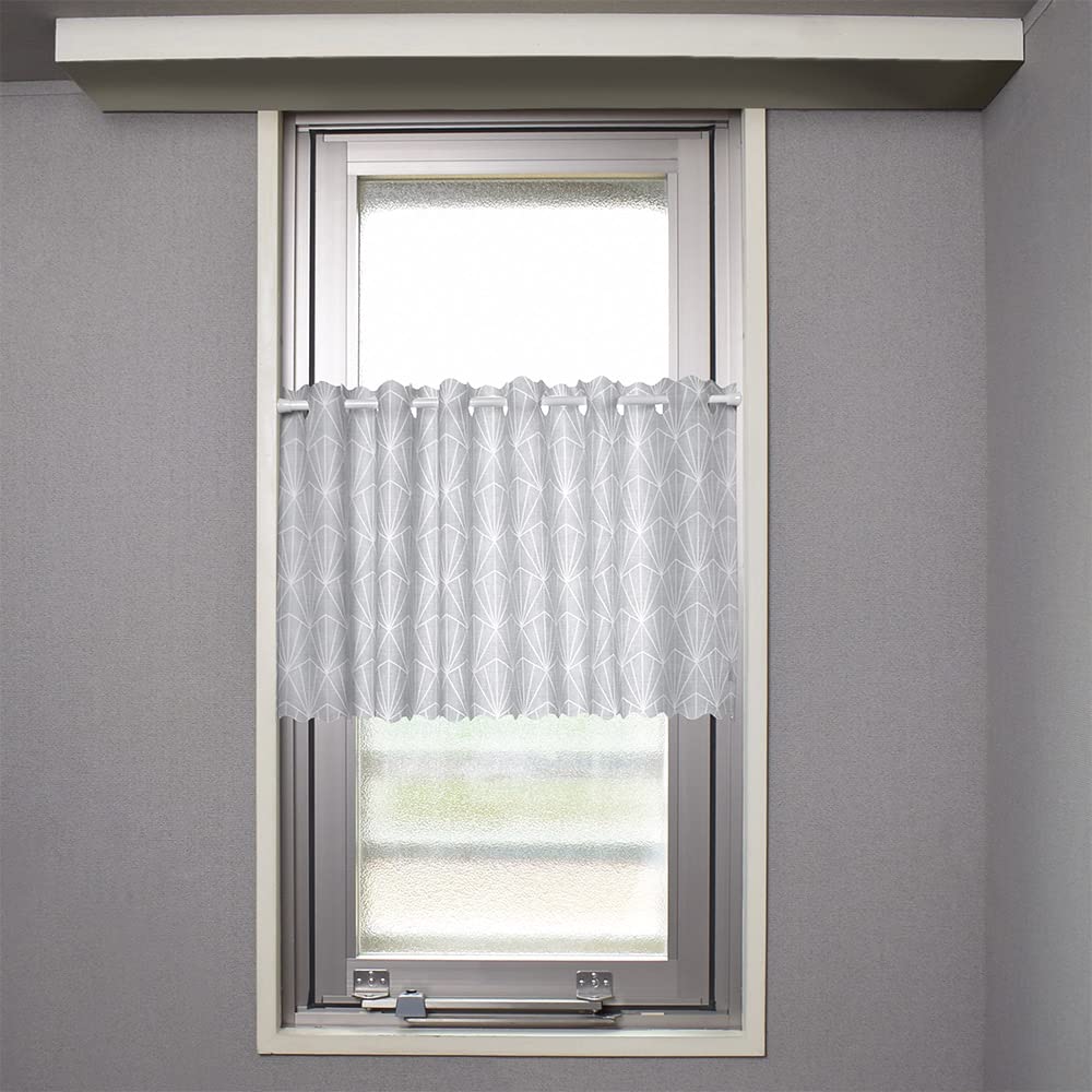 

STYLE Decor Laminated Cafe Curtain for Small Stylish Privacy 45cm Long x 100cm Simple W4001200 Windows, Screen, Wide, Gray, Lines,
