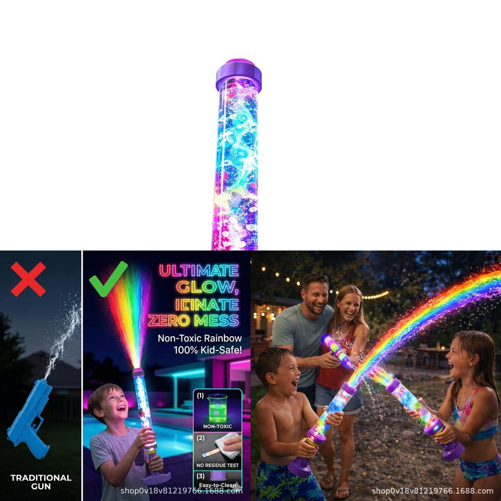 Pistola ad Acqua LED Arcobaleno con Luce Luminosa per Piscina, Spiaggia, Giochi all'Aperto