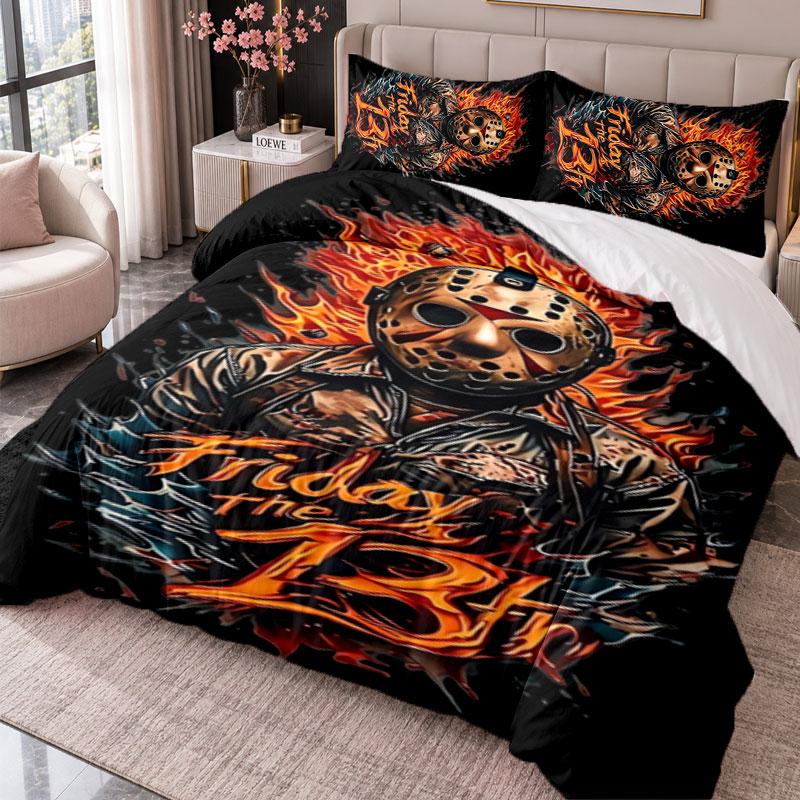Friday the 13th Jason Voorhees 3Pcs Bedding Set Duvet Cover With Two Pillowcases For Bedroom Home Decoration