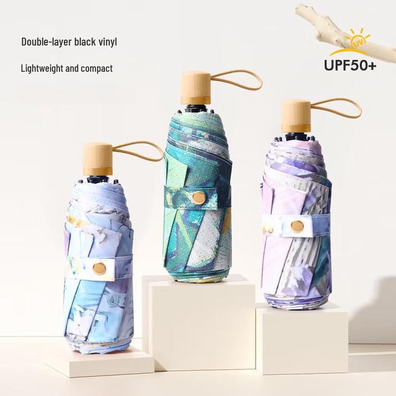 XU QING Five-Fold Double-Layer Floral Sun & Rain Umbrella