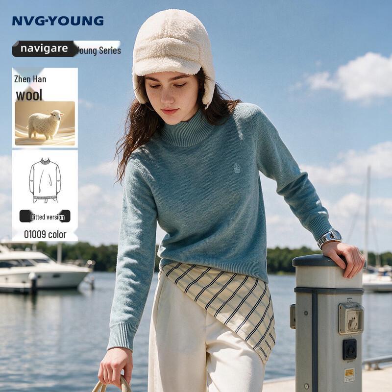 NVG·YOUNG Wool-Blend Mock Neck Pullover Sweater
