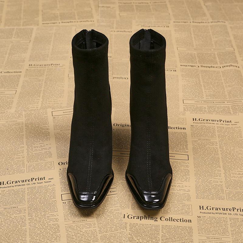

Spring, Autumn and Winter New Temperament Skinny Boots High Heel Boots Small Square Head Women s Short Boots 40