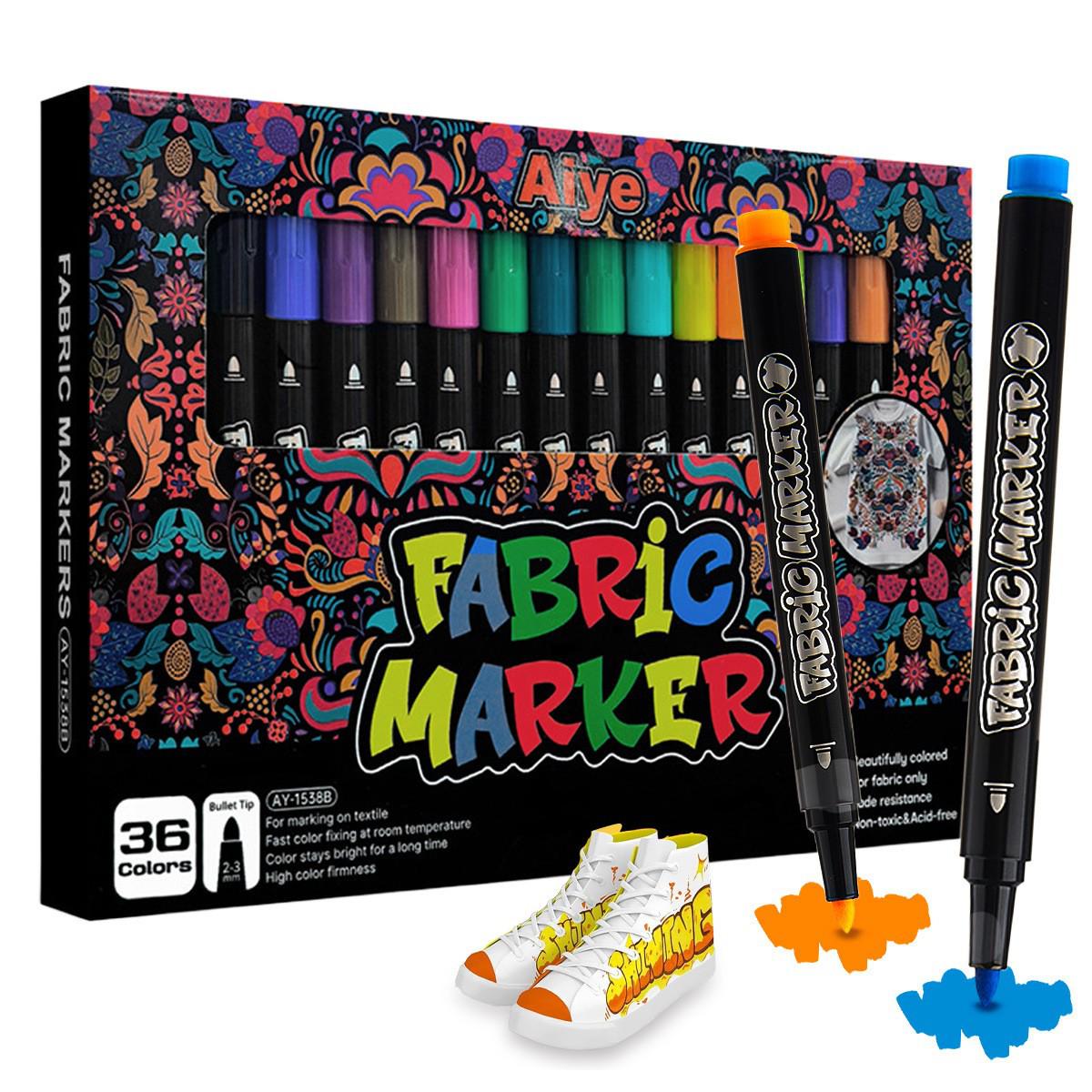 24-farbige Stoffmarker für Kinder - Schnell trocknend, wasserfest, lichtbeständig für kreative DIY-Projekte und Schuhe. blue