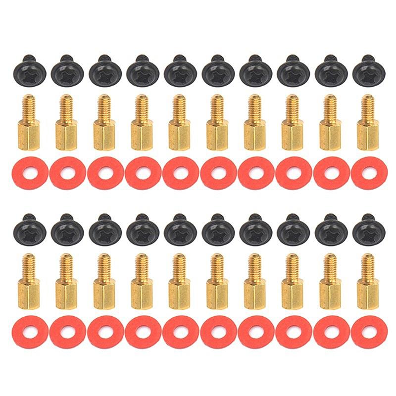 60Pcs Computer PC Case Motherboard Riser Screws 6-32-M3 Insulation Washers For Case Fans 6.5mm Brass Standoff