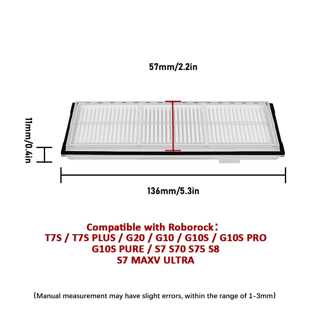 HEPA-Filter für Roborock S7/S7 MaxV Ultra/S70/S75/S8/S8 Pro Ultra/T7S/G10S PRO/G20 Ersatzteile Saugroboter Zubehör