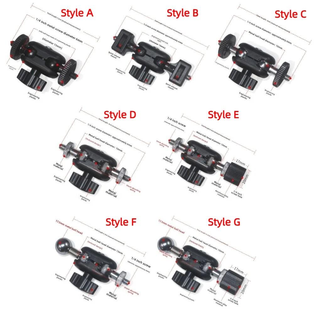 Stable Double Ball Head Bracket 1/4''Screw Action Camera Holder for Camera Monitor Video Light Mic