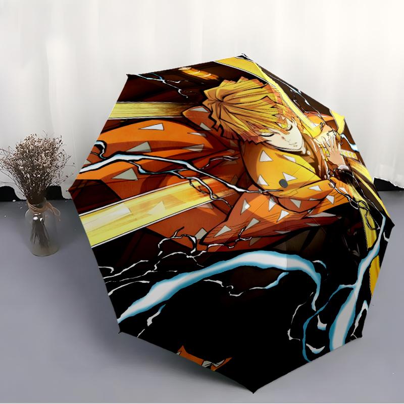 1pc Agatsuma Zenitsu (4) Umbrella, Sun Protection, And UV Shielding. It Has Eight Sturdy Ribs for Outdoor Use And Perfect As a Holiday Gift