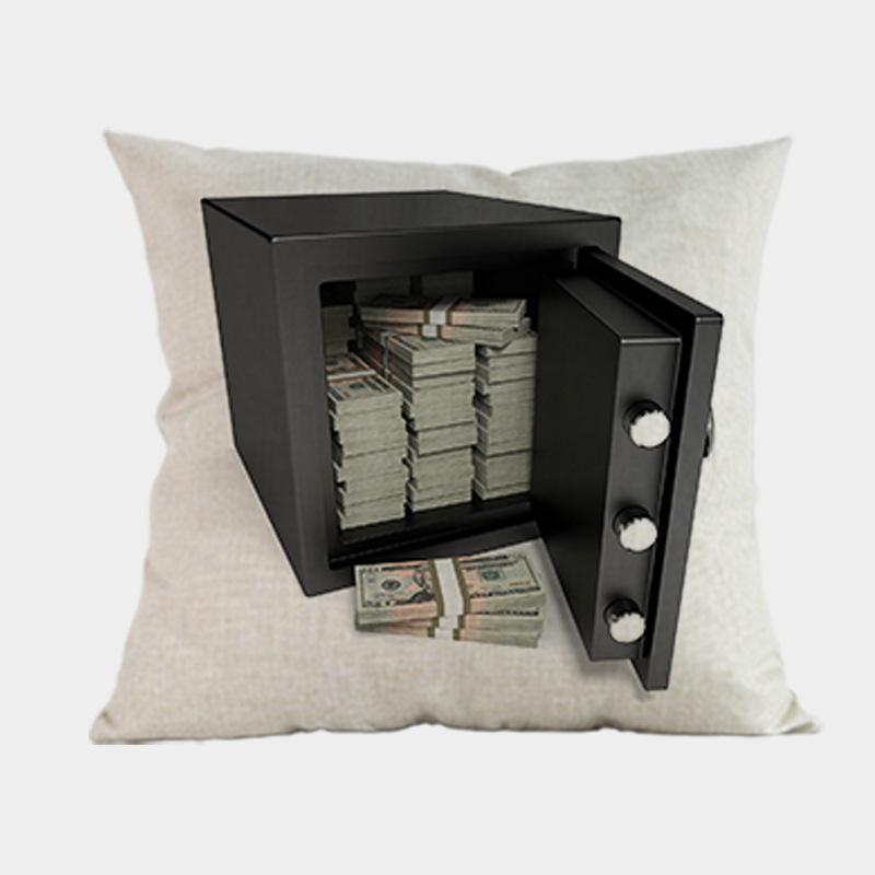 Nuovi Cuscini Decorativi per Divano a Forma di Dollaro Americano Quadrati 18 Pollici Lino Cotone Stampa di Denaro Copricuscino per Sedia da Ufficio Decorazione per la Casa
