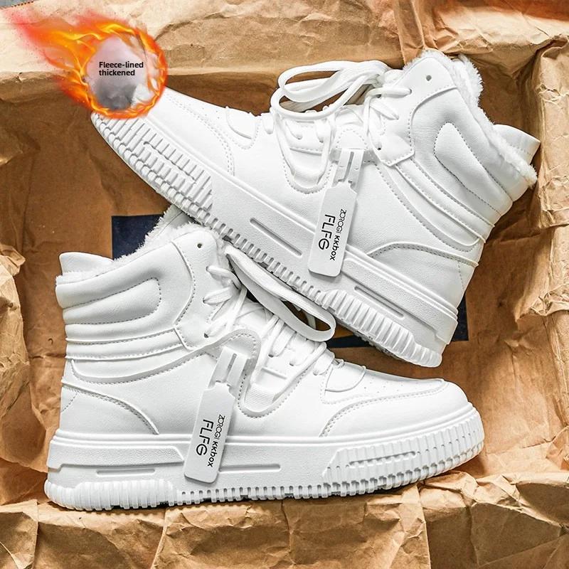Men's Boots Casual Sneakers 2026 New Trend Designer Shoes for Men High Top Couple Skateboarding Shoes Warm Waterproof Snow Boots