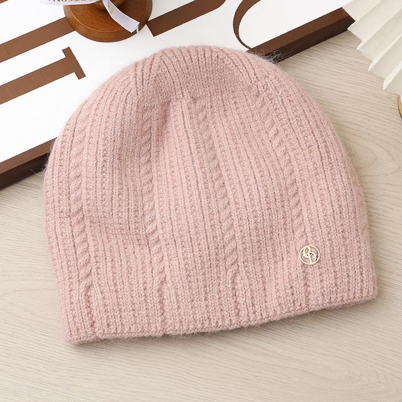 Fashion Knitted Hat Thickened Autumn and Winter Warm Big Head Circumference Bag Head Hat Wool Hat Women