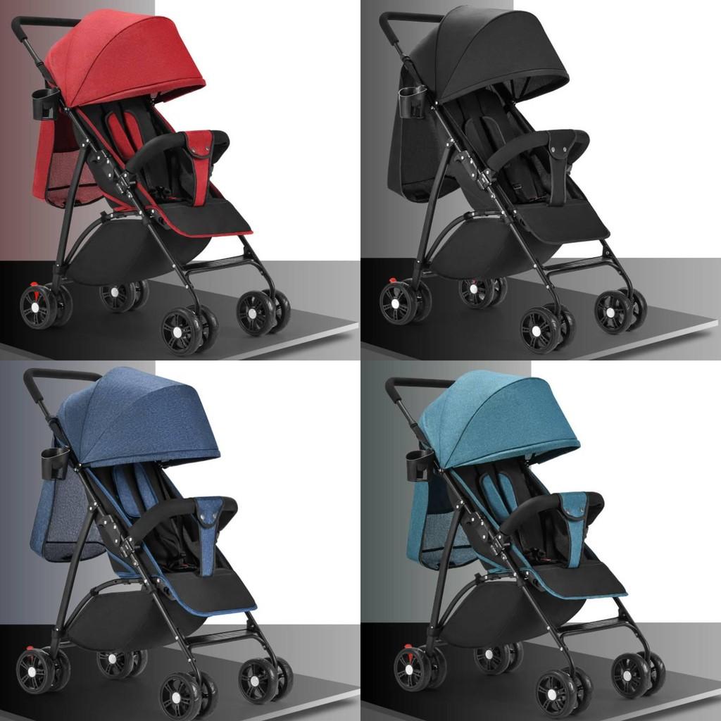 Solid Four Color Wheeled Baby Stroller Lightweight Foldable Convertible Seat