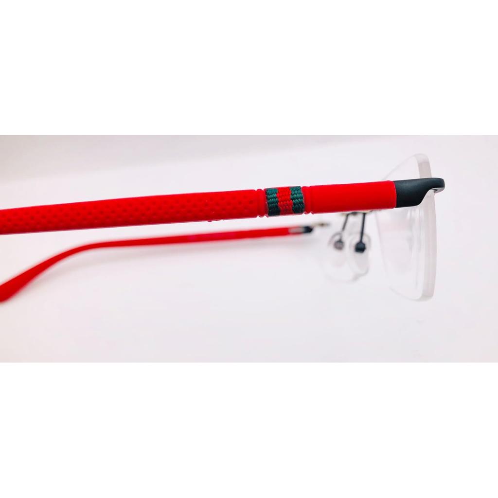 RSINC Rimless Metal & Rubber frame | eyeglass | Spectacle Black Red Cart Metal 664-1 54-17-140 C15 | A2 Cart Metal Black Red-664-1