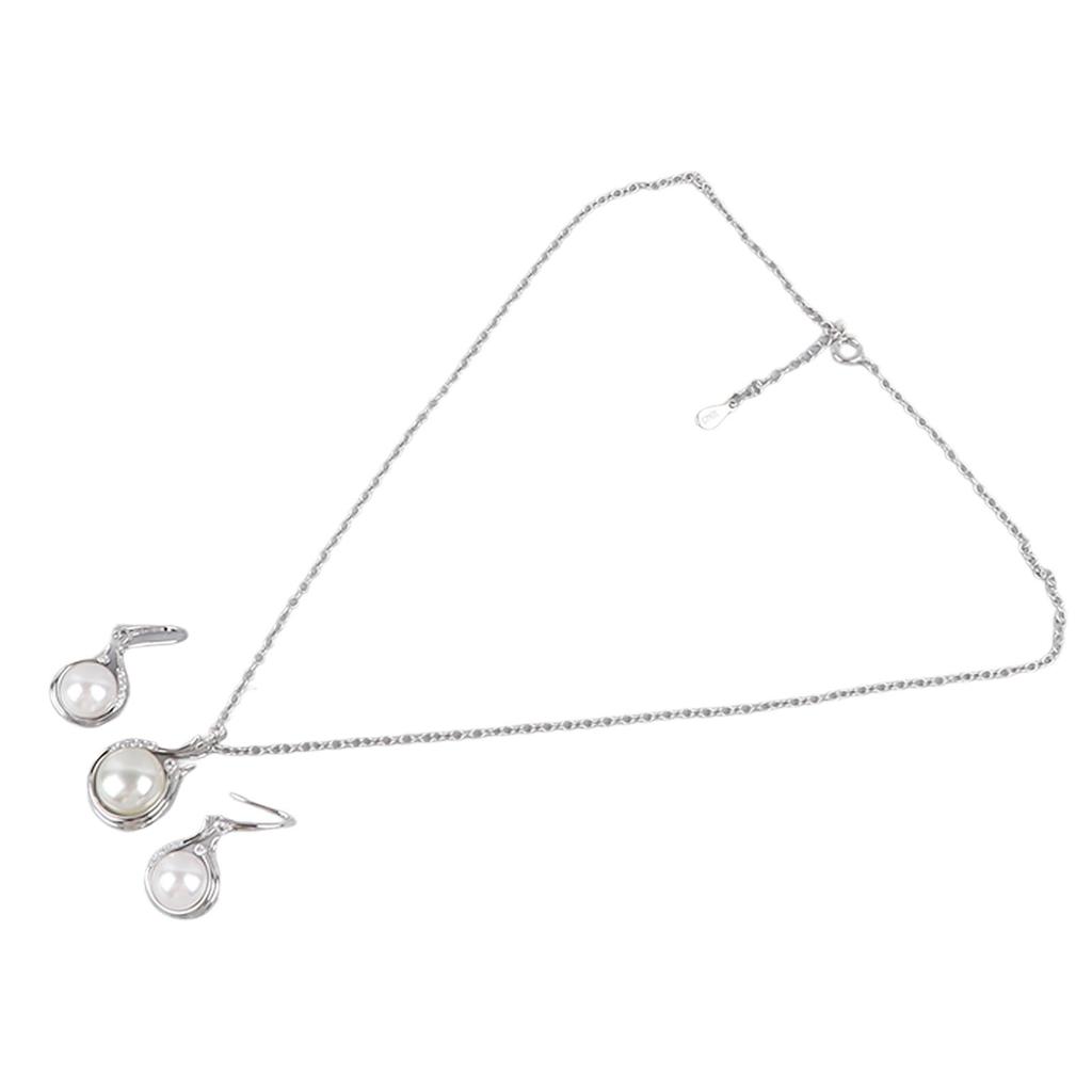 Kvinne Kunstig Perle Smykkesett med Etui Falsk Perle Anheng Halskjede Øredobber Mote