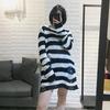 Unisex Women Cool Thin Loose Gothic Striped Long Jumper Dark Punk Streetwear Hollow Out Top Broken Hole