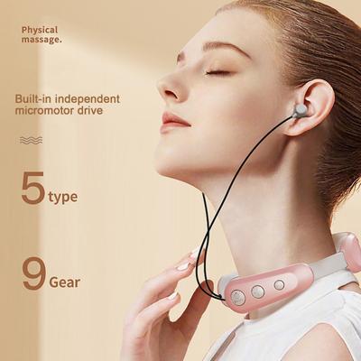 Tragbares Bluetooth-kompatibles Headset Halswirbelsäulenmassagegerät 4 Massagemodi 9 Intensitätsstufen TENS Micro-Strompuls Wiederaufladbare Schulter