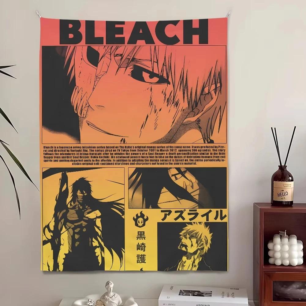 Bleach Monochrome Manga Tapestry Multiple Sizes High Precision Print Ichigo Kurosaki Anime Theme Polyester Wall Decor