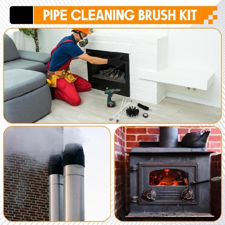 360 Degree Rotating Chimney Brush Kits with Flexible Rods for Effective Cleaning of Pipes Vents Home Professional Use