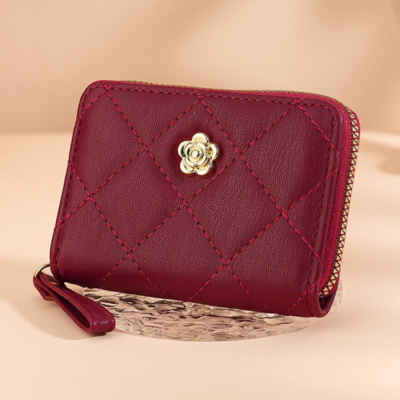Quilted Women's Accordion Card Holder & Mini Coin Purse - Diamond Pattern, Multiple Slots, Large Capacity