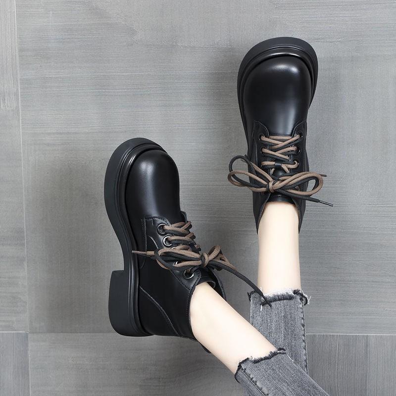 Martin boots autumn thick-soled small leather boots high-end lightweight lace-up retro heightening soft-soled fashion boots