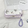 Sweet Floral Pencil Case With Lanyard Handbag Girly Cosmetic Bag Large Capacity Portable Storage Bag Student Stationery Bag Gift
