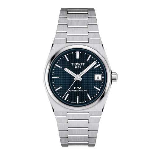 Tissot PRX Powermatic 80 35mm Watch with Bracelet and Blue Dial, Officially Imported, Model T1372071104100