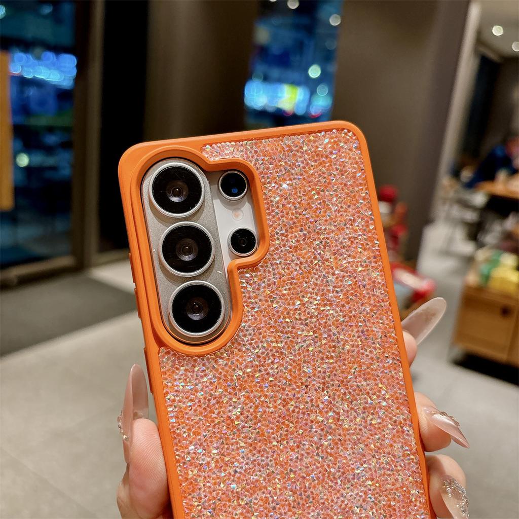 Glitter Bling Diamond Sparkle Case For Samsung Galaxy S23 S24 S25 S26 Ultra Plus Metal Logo Back All-Inclusive Protective Cover