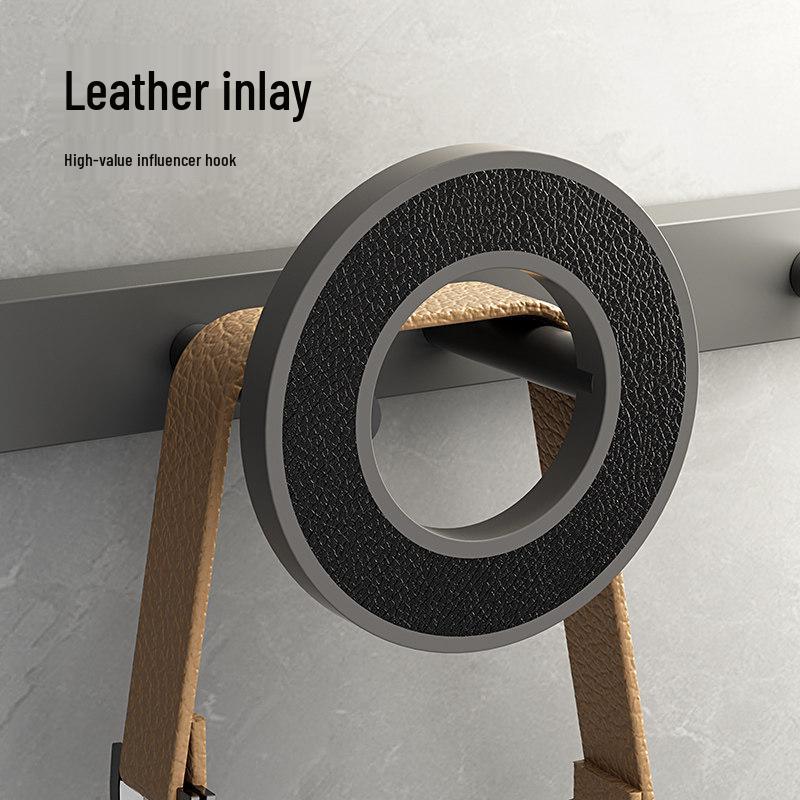 Wall-Mounted No-Punch Clothes Rack and Hooks for Bathroom, Entryway, Bedroom