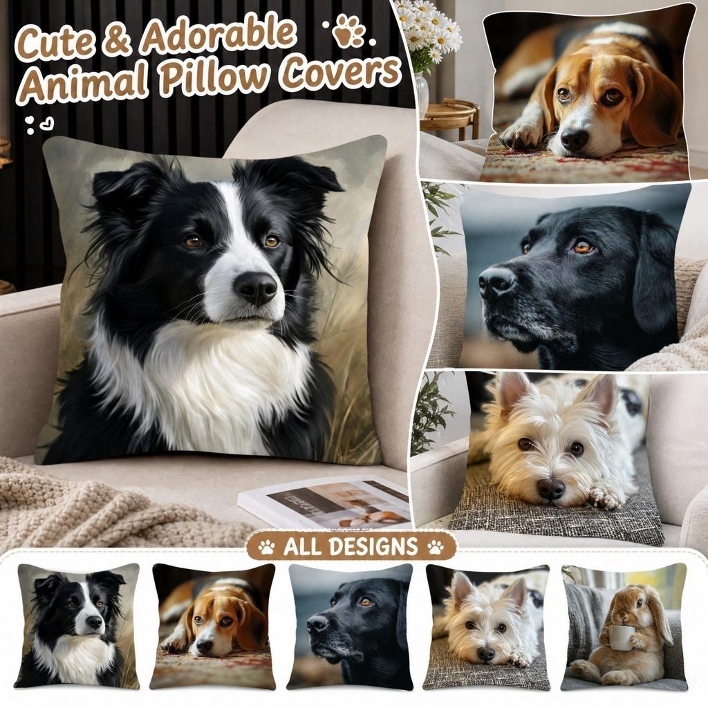 Cute Animal Pillowcase, Fun Print Cover for Kids Bedroom Decoration