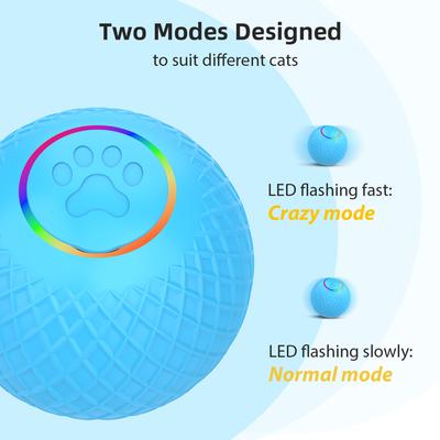 Toy Ball for Cats Remote Control Pet Toy LED Flashing Dual Mode Design Low Noise Type C Charging Automatic