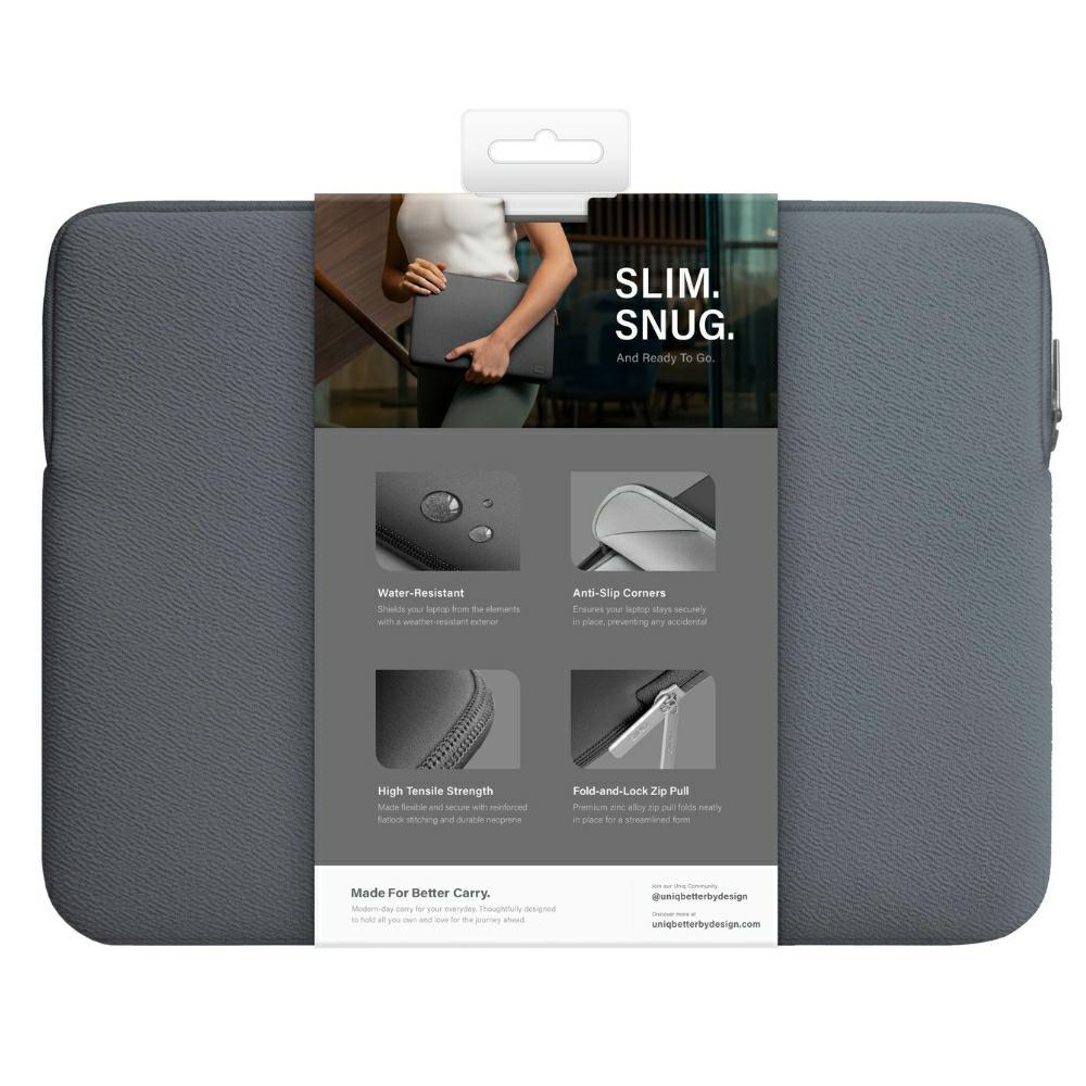 Uniq Totba Cyprus Laptop Sleeve 14 Onyx Water-Resistant Neoprene