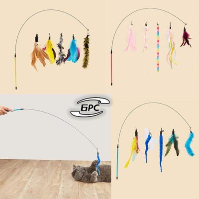 Cat Toys, Cat Teaser Sticks, Handheld Long Rods for Self-entertainment and Boredom, Biting Resistant Cat Toy Sets, Replaceable Head Pet Supplies