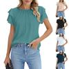 Women's Formal Casual Summer Pleated Short Sleeve Round Neck Top