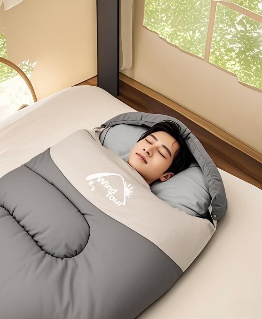 Sleeping Thick Enough for Provides Warmth In Winter and Cold Easy Unisex Lightweight, All-season Bag, Envelope-style, Adults, Weather, Storage, (gray,