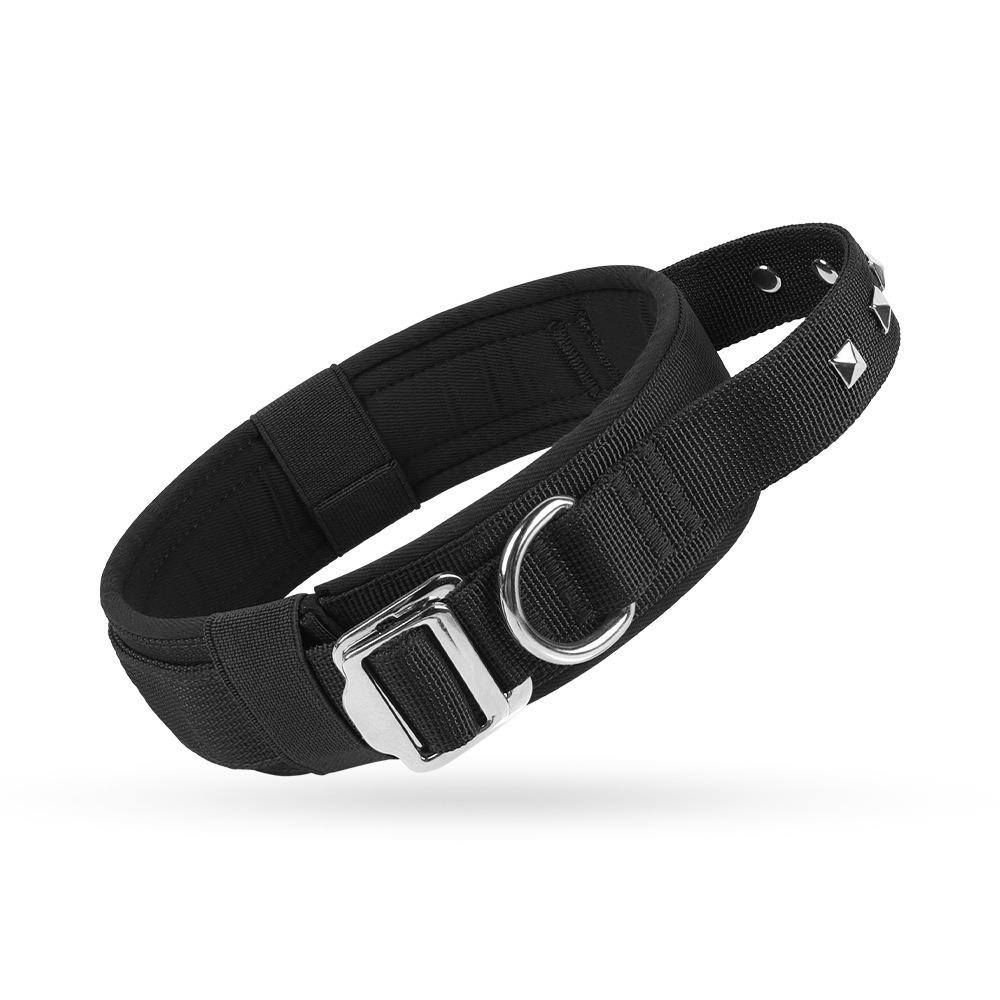 

Metal Buckle Dog Neck Collar Adjustable Pet Collar Leash Dog Rivet Collar German Shepherd M чёрный