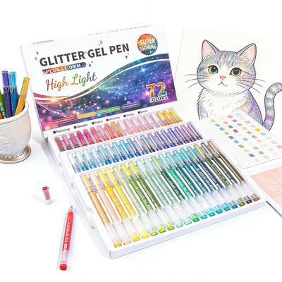 Set of 6-24 Metallic Glitter Gel Pens 1.0 Mm Color Ballpoint Pen Book Card Long Lasting Writing Drawing Marking Coloring DIY Art