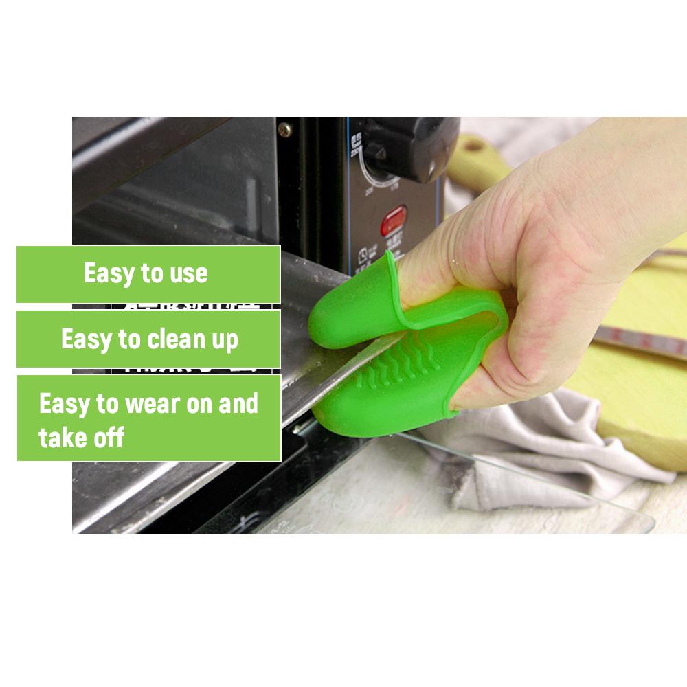 2pcs Mini Oven Mitts Silicone Mitt Cooking Pinch Mitts Heat Insulation Heat Resistant Finger Protector Pinch Grip