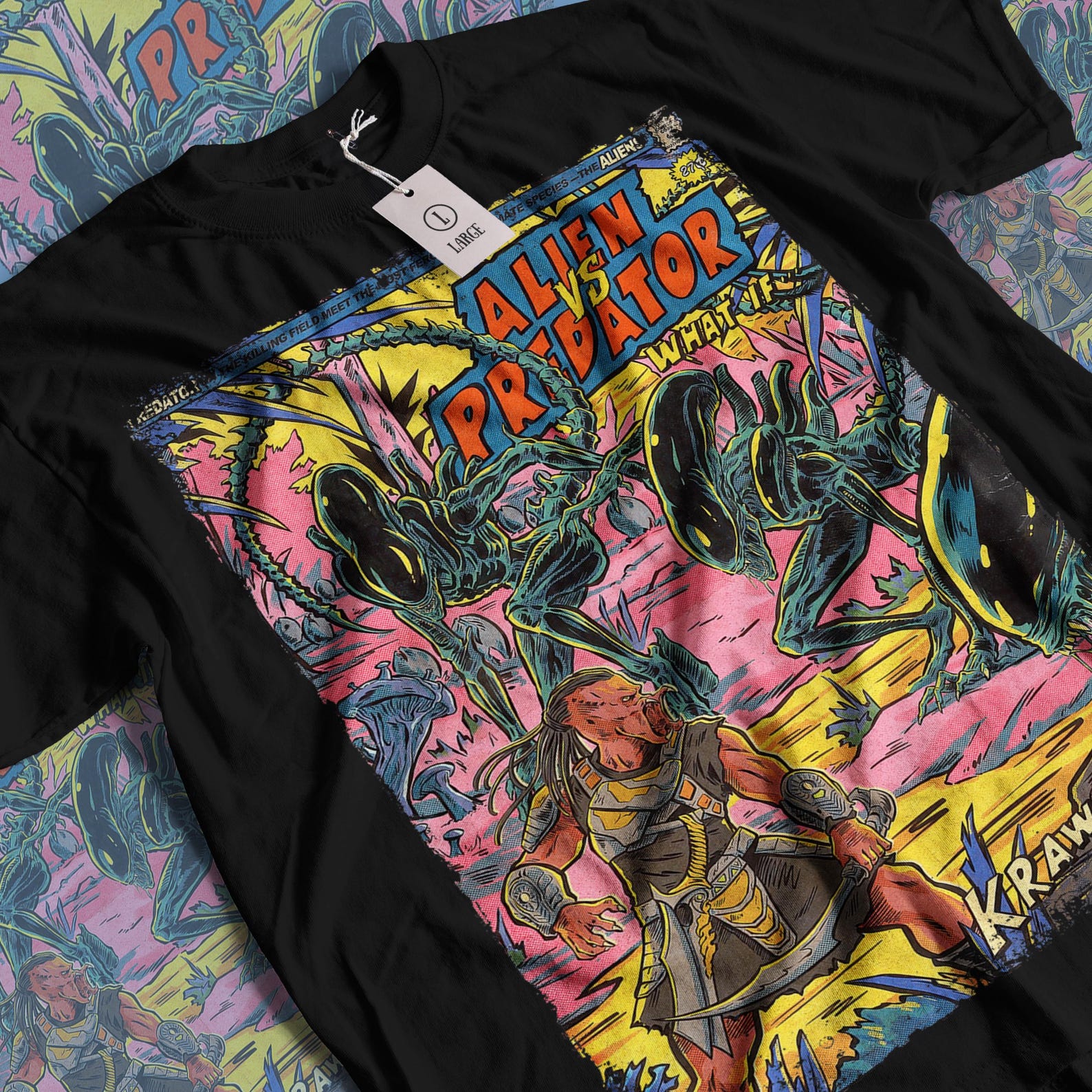 Alien Vs Predator T-Shirt: Vintage Horror Sci-fi Graphic Tee 4XL