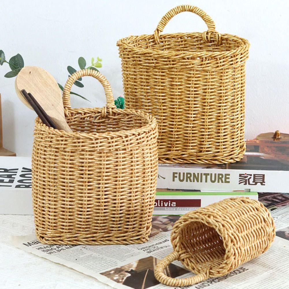 Portable Fruit Tray Sundries Organizer Breathable Storage Bin Handwoven Bread Storage Basket