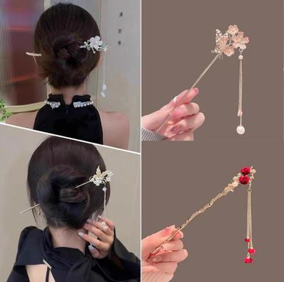 Vintage Bell Orchid Flower Fringe Hair Sticks Fashionable Female Metal Hairpin Hair Stick Female Hair Ornament Styling Tools