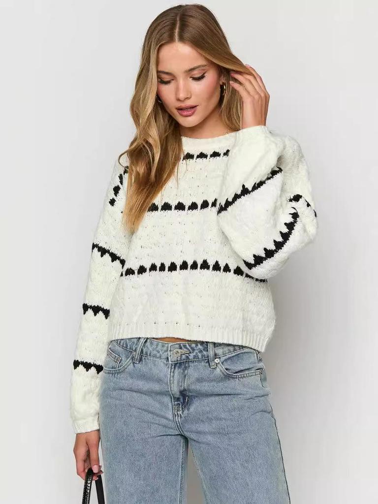 European & American Women's Autumn/Winter Knit Sweater - Round Neck, Long Sleeve, Casual Street Style