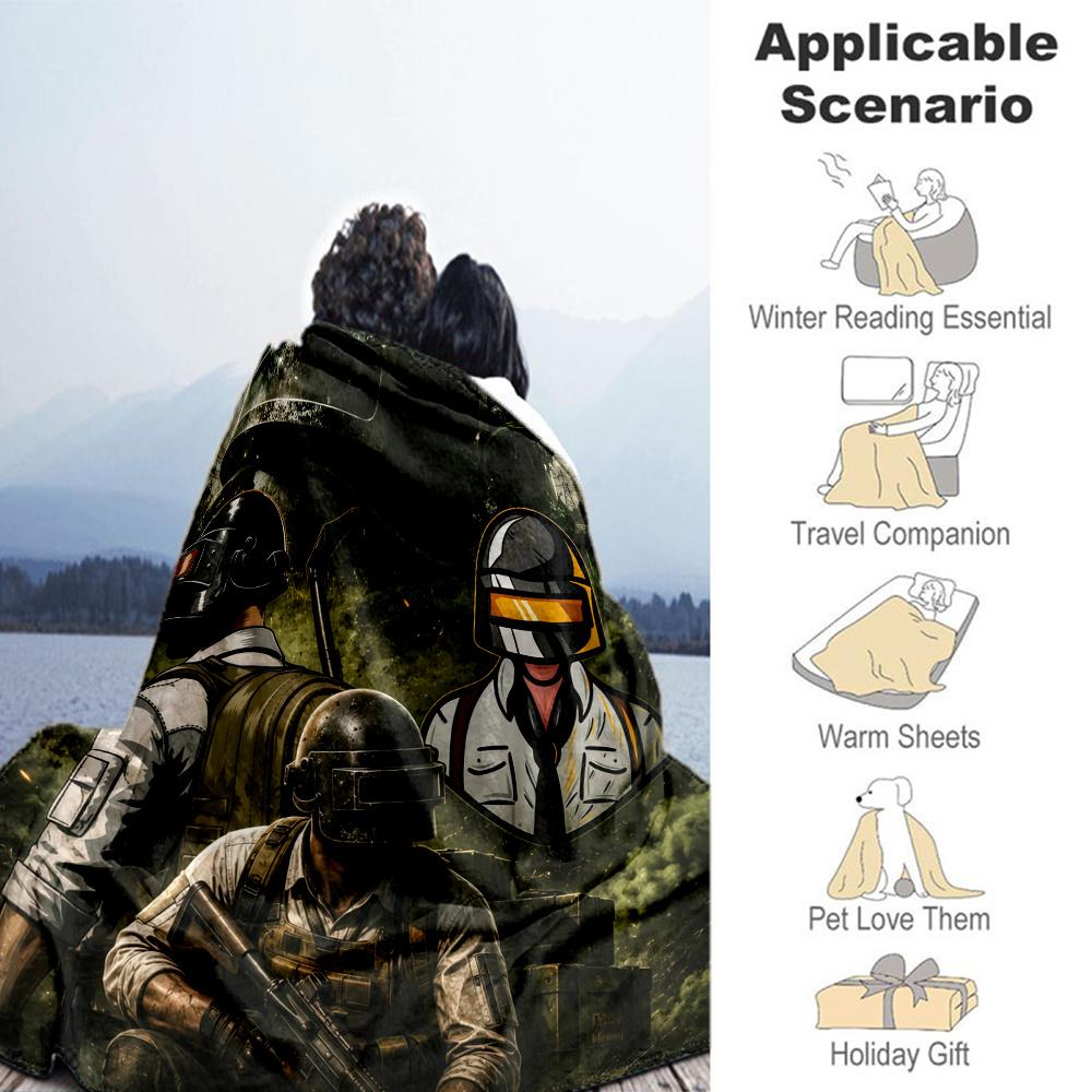 PUBG Flannel Blanket, High quality Comfortable for All Seasons, Home Decor, Warmth and Comfort